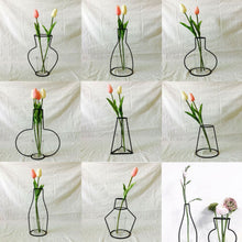 Load image into Gallery viewer, Creative Art Style Retro Iron Line Flowers Vase Metal Plant Holder Modern Solid Nordic Styles Iron Vase Home Art Garden Decor