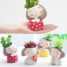 Load image into Gallery viewer, Mini Cute girl boy Planter Flower Pot Home Garden Home Decoration Flowerpot Planter Desktop Vase Home Office Bonsai Pot